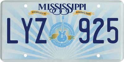 MS license plate LYZ925
