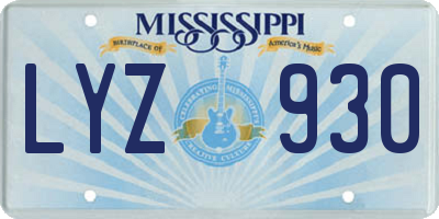 MS license plate LYZ930