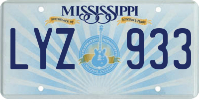 MS license plate LYZ933