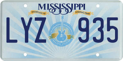 MS license plate LYZ935
