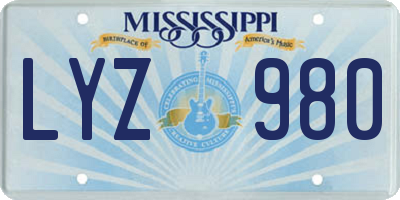 MS license plate LYZ980
