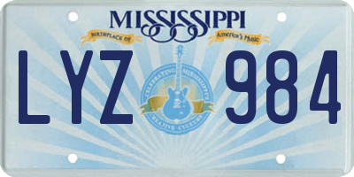 MS license plate LYZ984