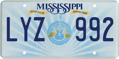 MS license plate LYZ992