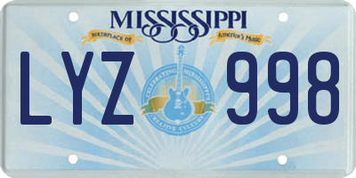 MS license plate LYZ998