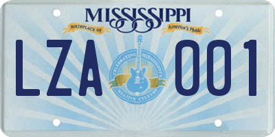 MS license plate LZA001