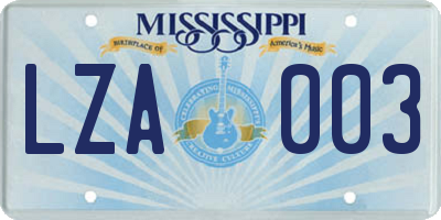 MS license plate LZA003