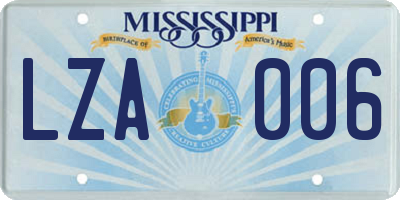 MS license plate LZA006