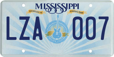 MS license plate LZA007