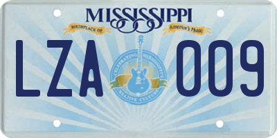 MS license plate LZA009