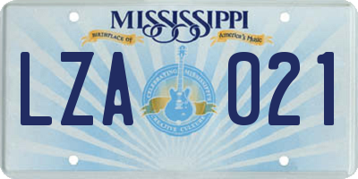 MS license plate LZA021