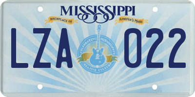 MS license plate LZA022