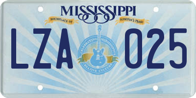 MS license plate LZA025