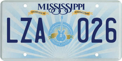 MS license plate LZA026