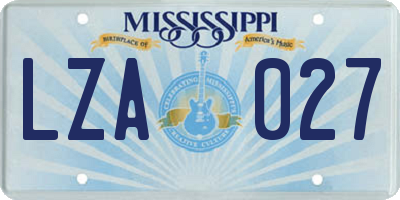 MS license plate LZA027