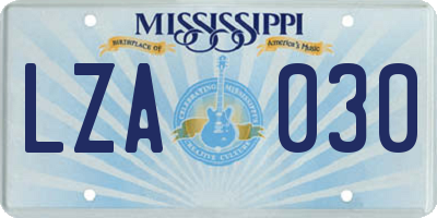MS license plate LZA030