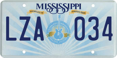 MS license plate LZA034