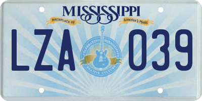 MS license plate LZA039
