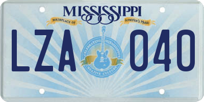 MS license plate LZA040
