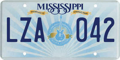 MS license plate LZA042