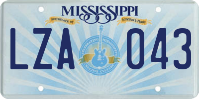 MS license plate LZA043