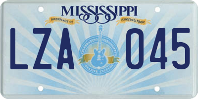 MS license plate LZA045