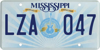 MS license plate LZA047