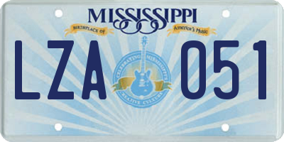 MS license plate LZA051