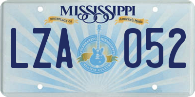 MS license plate LZA052