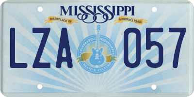 MS license plate LZA057