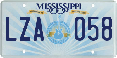 MS license plate LZA058