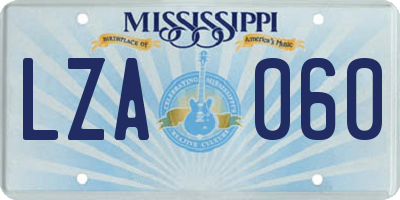 MS license plate LZA060