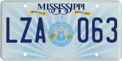 MS license plate LZA063