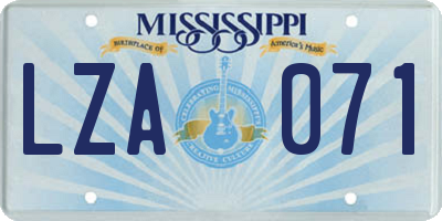 MS license plate LZA071
