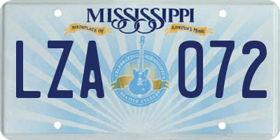 MS license plate LZA072