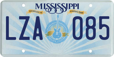 MS license plate LZA085