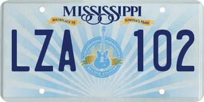 MS license plate LZA102