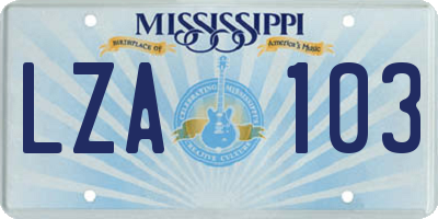 MS license plate LZA103
