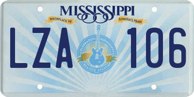 MS license plate LZA106