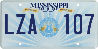 MS license plate LZA107