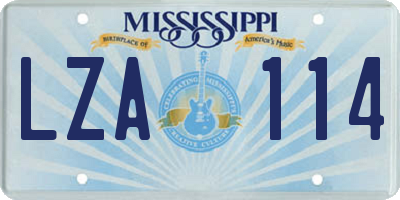 MS license plate LZA114