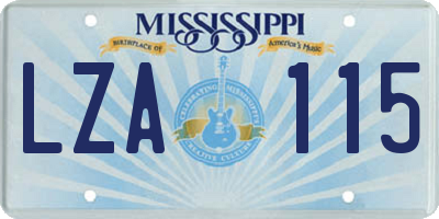 MS license plate LZA115