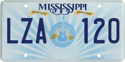 MS license plate LZA120