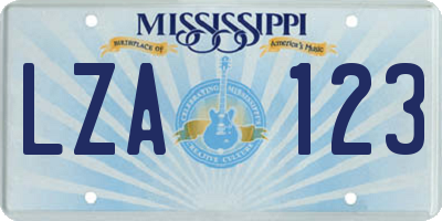 MS license plate LZA123