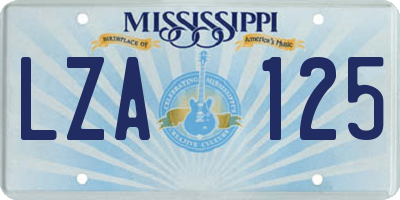 MS license plate LZA125