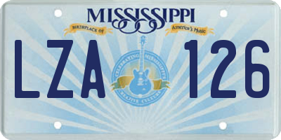MS license plate LZA126