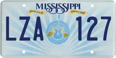MS license plate LZA127