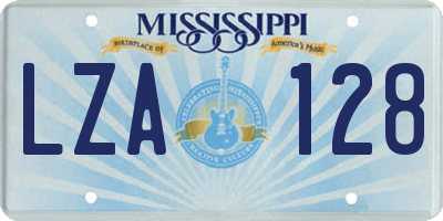 MS license plate LZA128