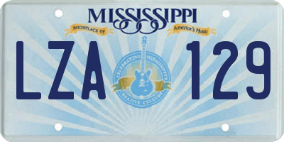 MS license plate LZA129