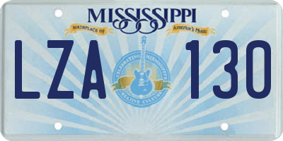 MS license plate LZA130