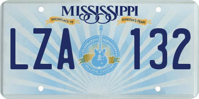 MS license plate LZA132